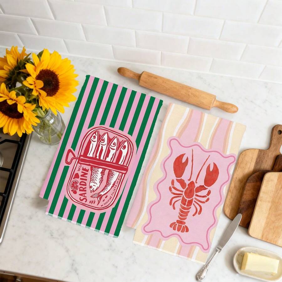 2 stuks, roze en groen gestree - Home Cooking Cookbook recensie en prijs